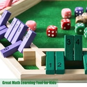 Upgraded 6-Player Shut The Box Game for Kids Adults Families with 12+4 Dice-Colorful 6 Sided Wooden Board Math Number Games(Instructions Included)