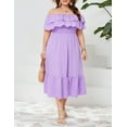 thumbnail image 3 of Yesfashion Women Plus Size Off Shoulder Maxi Dress Ruffle Flowy Casual Summer Boho Long Dresses, 3 of 9