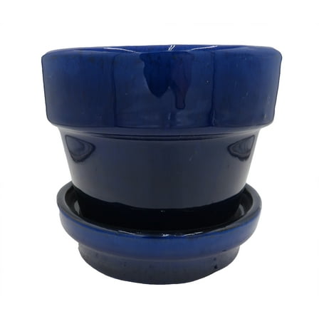 Standard Pot with Attached Saucer - 4.5" x 4" - Blue