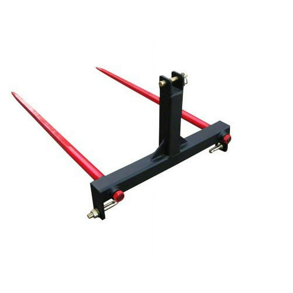 Category 1 Tractor 3 Point Attachment with 2 x 49" Hay Bale Spear, Convertible to Category 2