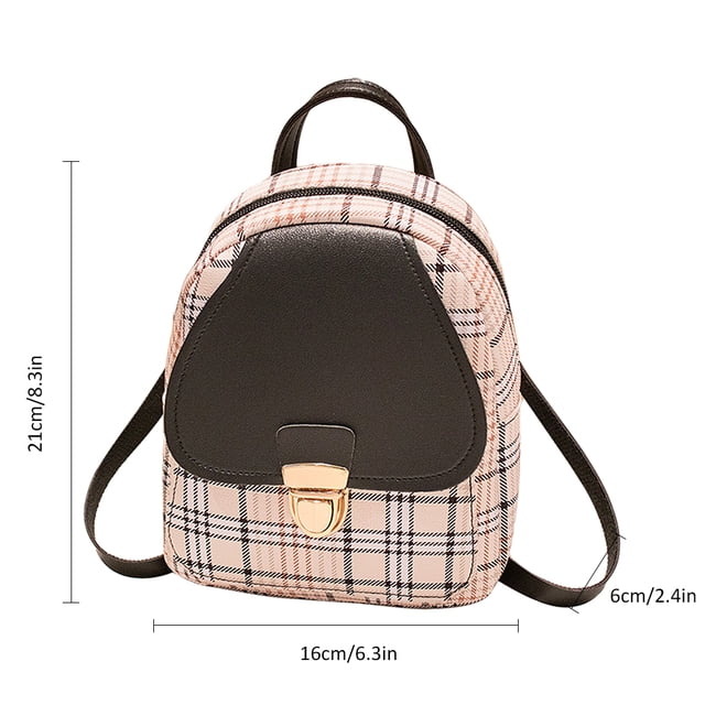 Mini mochila para adolescentes, bolso de hombro a cuadros, mochila para niñas
