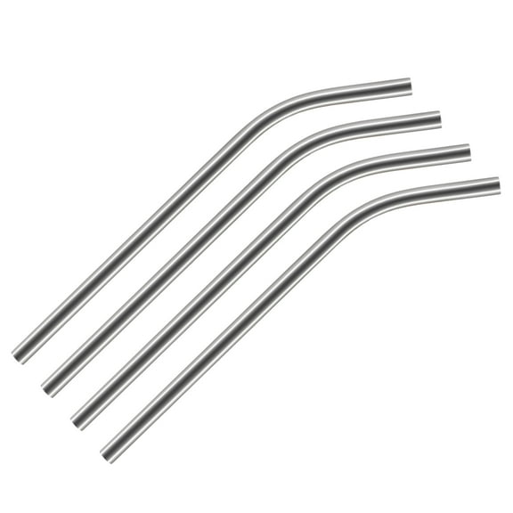 Uxcell Reusable Metal Straws 4Pcs Stainless Steel Bent Drinking Straw 10.5" Long for Milk Shake Beverage Juice Silver