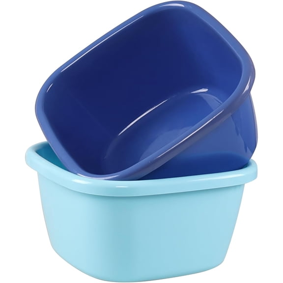 2-Pack Large Wash Basin, 18 Quart Plastic Dish Pan/Wash Tub