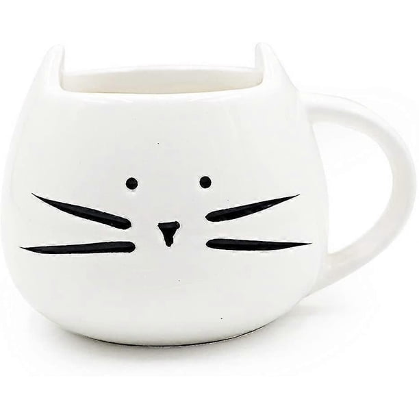 Cute Kitten Ceramic Mug Couple Cup Porcelain Mug for Coffee/Tea/Espresso/Milk/Water (White)