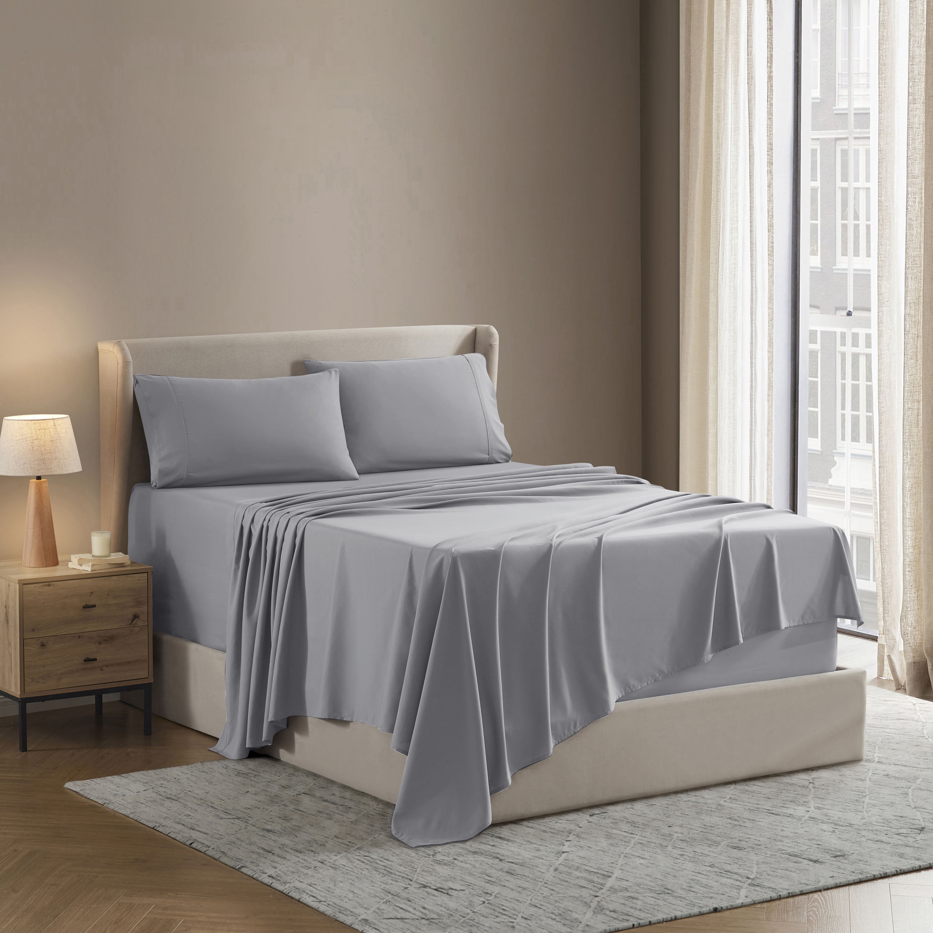 Lammaloe Twin XL Sheets Set, Hotel Style Deep Pocket 3 Piece Bed Sheets, Soft Microfiber Kids Bedding Set, Gray