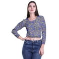 thumbnail image 4 of Moomaya Hauts Courts Imprimés pour Femmes à Manches Longues, Ourlet Élastique, T-Shirt à Col Rond, 4 of 4