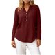 thumbnail image 2 of Neewe Women's Casual Plain Long Sleeve T Shirt Round Neck Button Decoration Basic Loose Tunic Tops, 2 of 8