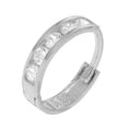 thumbnail image 2 of JewelStop 14k White Gold Single CZ Huggie Hoop Hinged Men's Earring 2x10mm, 2 of 5
