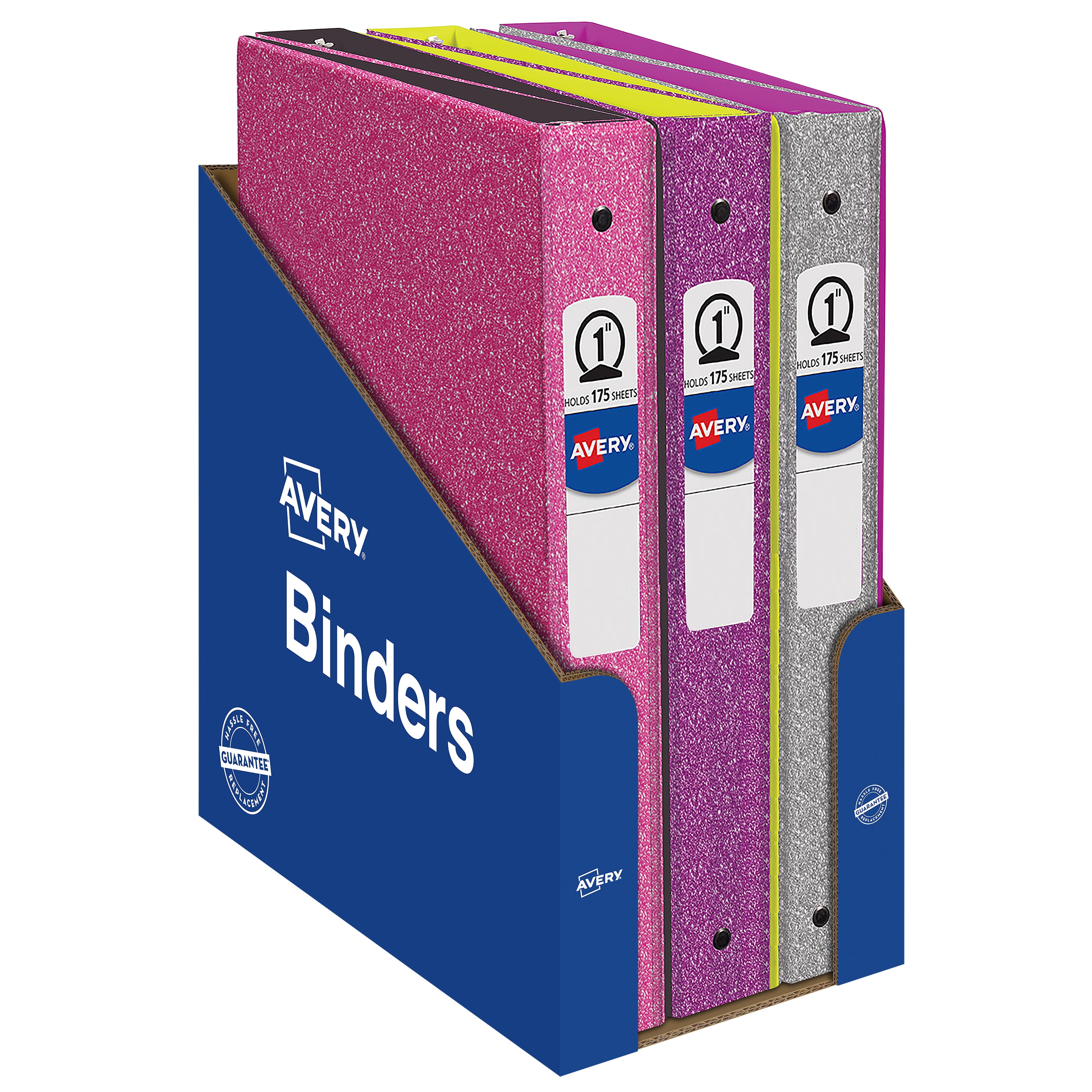 Avery Glitter Binder with 1 Round Ring, 175Sheet Capacity, Assorted