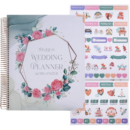 Wedding Planner Book and Organizer for Bride, 88 Pages Wedding Planning Binder & 2 Pages of Stickers, Engagement Gifts for Couples, Wedding Planners Essentials, Easy Bridal Planning