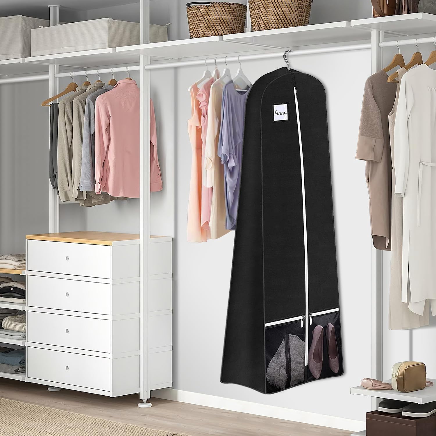 70.9'' Travel Garment Bag with 12'' Gusset & Accessory Pockets - Perfect for Wedding Dresses, Suits, Tuxedos & Formal Gowns