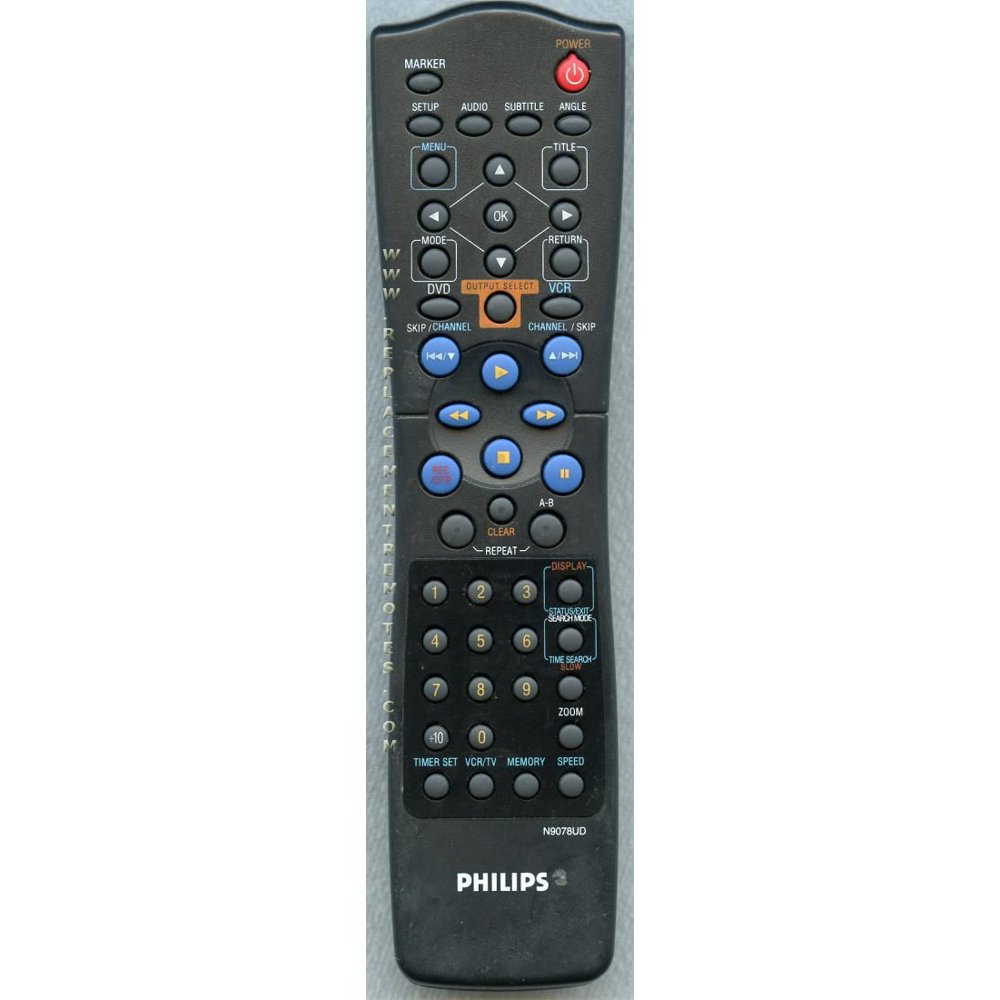 PHILIPS N9078UD (p/n 483521837331) DVD/VCR Combo Player Remote Control