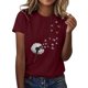 thumbnail image 1 of Gibobby Playera de Verano para Mujer Camiseta manga corta con cuello redondo y estampado diente león para mujer(Vino,M), 1 of 4