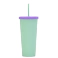 thumbnail image 1 of Billuyoard Vaso de paja de plástico de doble capa de Color caramelo, botella de café, té, leche, tetera esmerilada de moda, vaso de verano para el hogar Cocina y Comedor Verde Billuyoard HA082066-01, 1 of 6