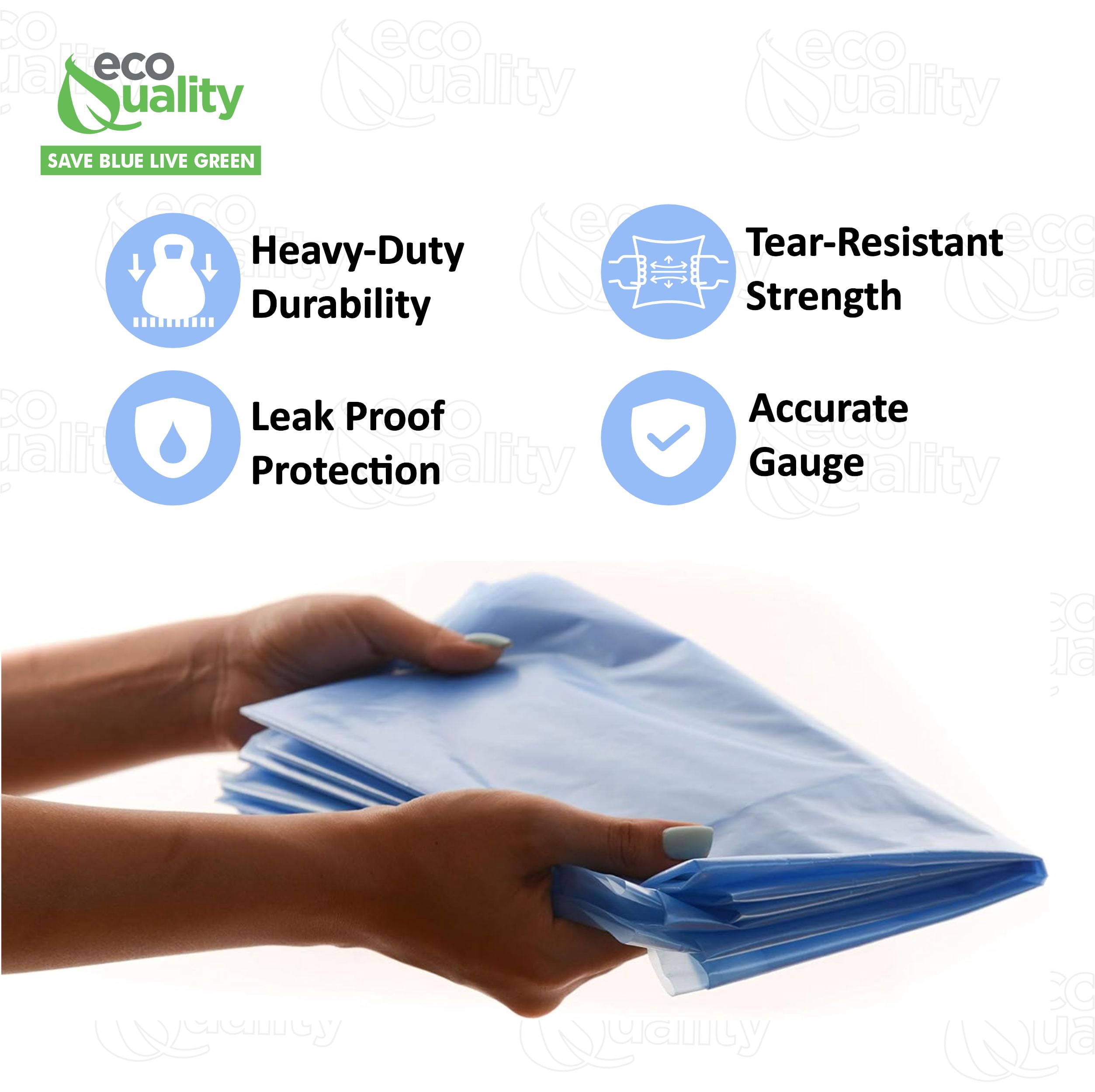[30 PACK] 46 Gallon Heavy Duty Large Blue Recycling Trash Bags - Blue Yard Trash Bags, Great for Aluminum, Glass bottles and Landscaping Bag, Recycling Garbage Bags, 2 Mil