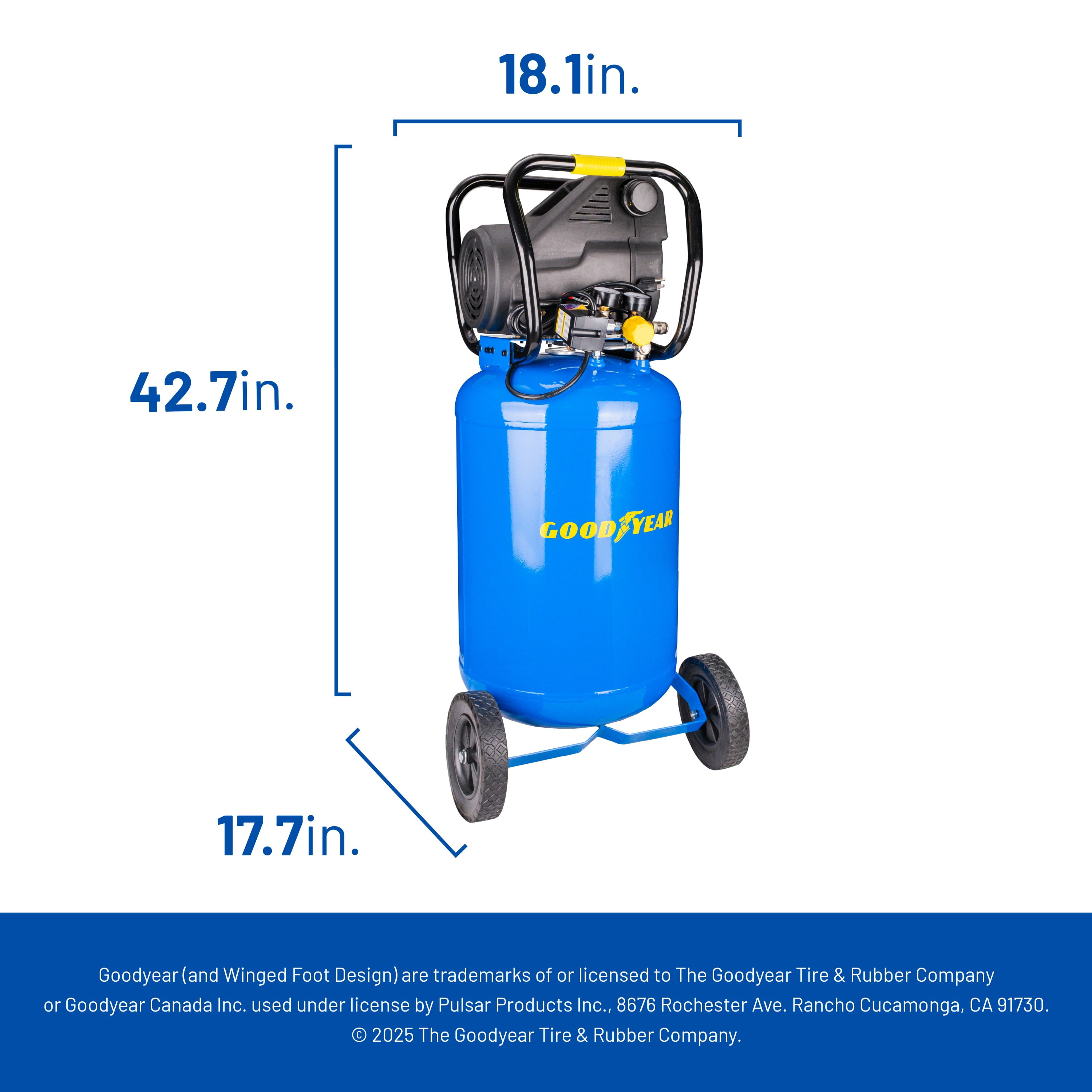 Goodyear 20 Gallon 165 PSI Oil Free Portable Vertical Electric Air Compressor
