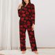 thumbnail image 2 of Balery Red Skulls Conjunto de Pijama con Estampado para Mujer, Conjunto de Dos Piezas con Manga Larga, Ropa de Dormir Suave con Bolsillos, Pijamas Cómodos-XX-Large, 2 of 7