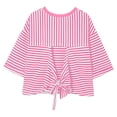 thumbnail image 5 of Womens Tops 2026 Striped Tie Back Short Sleeve T Shirts Crewneck Casual Loose Basic Tee Summer Outfits, 5 of 9