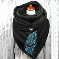 thumbnail image 2 of Women Color Feather Print Cotton Winter Warm Button Up Scarf, 2 of 3