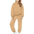 thumbnail image 5 of Cethrio Girls Outfit Sets, 2 PC Long Sleeve Half Zip Sweatshirts and Sweatpants Sets Khaki Size 6, 5 of 7