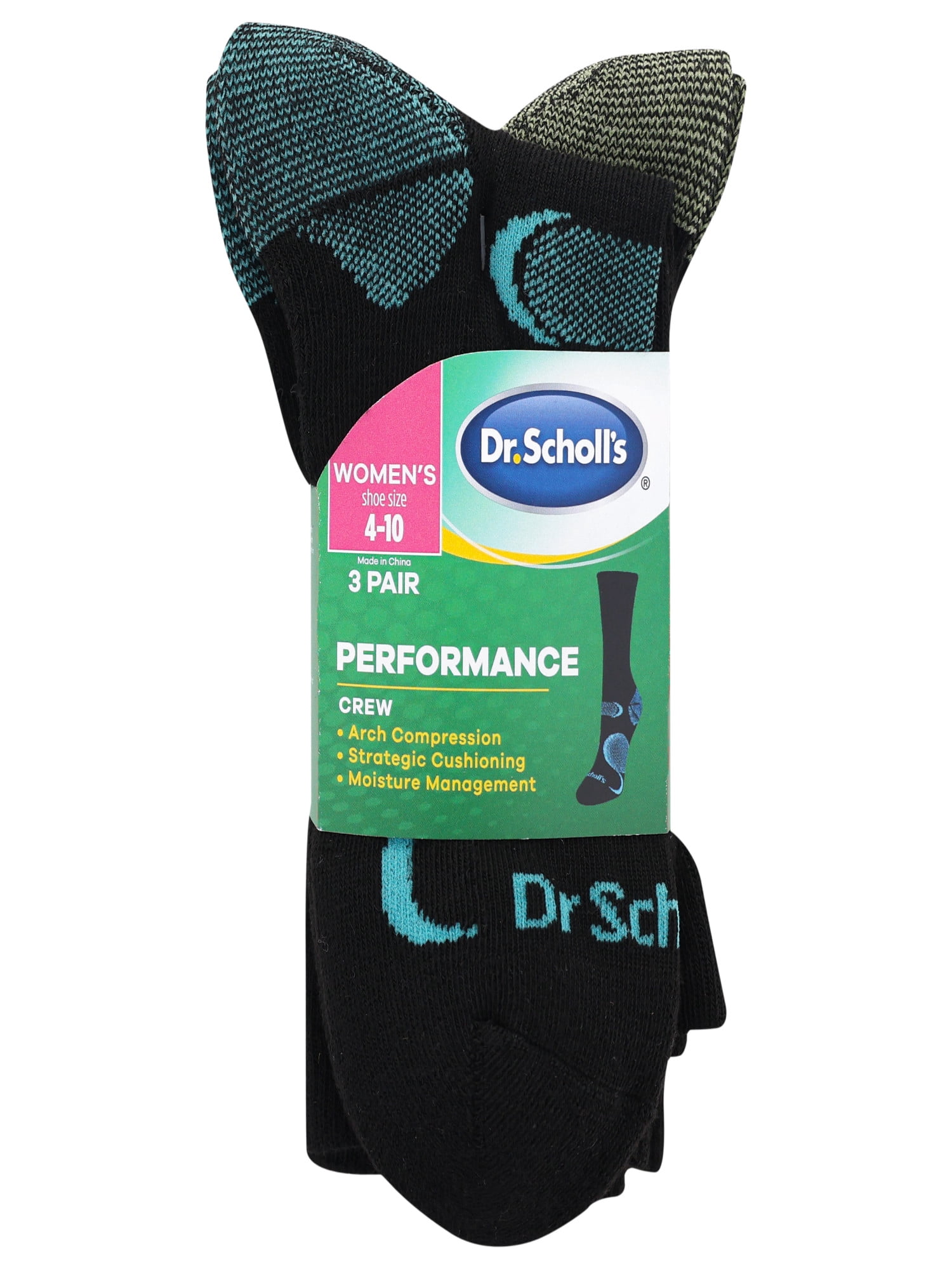 Dr. Scholl’s Women’s Crew Performance Socks, 3 Pack
