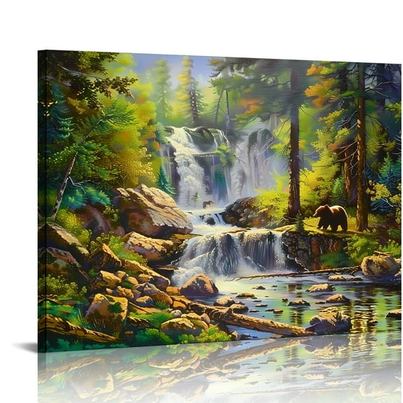 Autua Bear Canvas Prints Wall Art for Living Room Bedroom Office Decor 20x16in