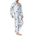 thumbnail image 2 of Balery Retro ice blue snowflakes Pijama para Hombre de Dos Piezas con Manga Larga, Conjunto de Dormir y Descanso Suave con Bolsillos-Large, 2 of 7