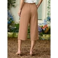 thumbnail image 6 of Cueply Womens Capri Pants Casual Loose Cropped Pants Summer Wide Leg Palazzo Capris with Drawstring Pockets, 6 of 7