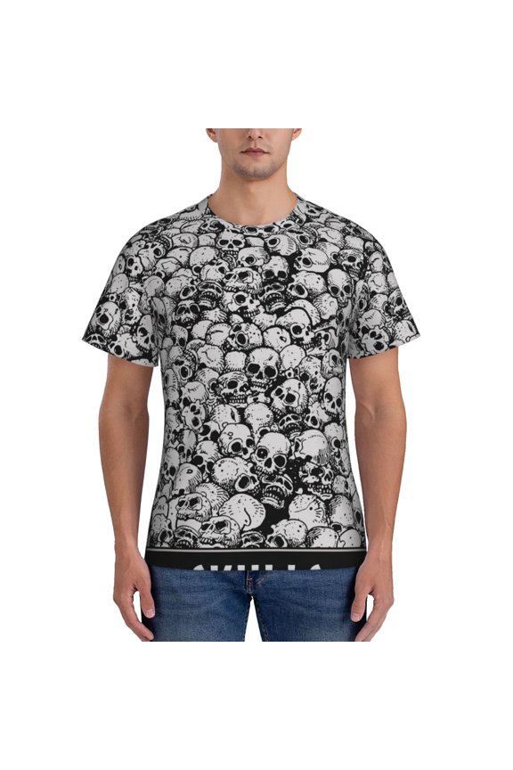 Workout T-Shirt Muscle Fit Athletic Tee Short Sleeve Shirt Gym Running, Skulls Head Gothic Skull