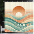 thumbnail image 3 of Ambesonne Boho Shower Curtain, Funky Mid Century Mountains, 69"Wx75"L, Dark Salmon Seafoam Beige, 3 of 4
