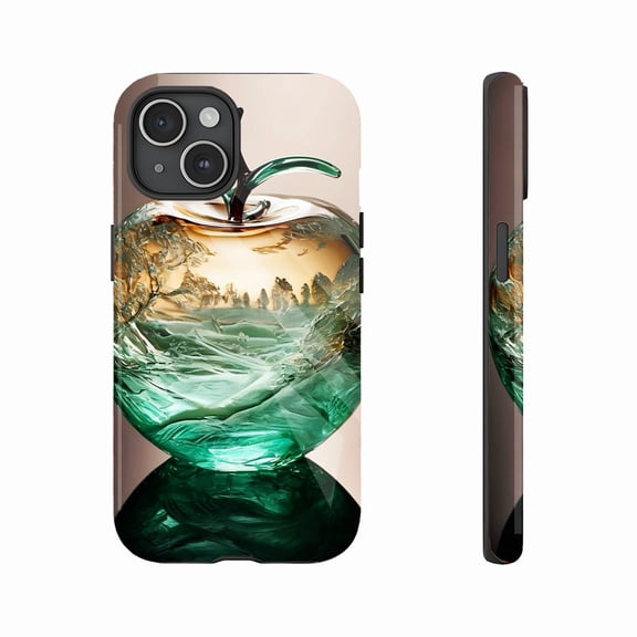 Artistic Apple-Shaped Glass Phone Case with Scenic Design, Perfect for Gift-Giving & Daily Use, Compatible with iPhone 11/12/13/14/15/16 (Pro Max/Plus)