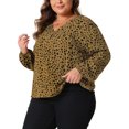 thumbnail image 4 of Agnes Orinda Plus Size Top for Women Polka Dot V Neck Long Sleeve 2024 Casual Work Business Blouse Shirts 4X Brown, 4 of 6