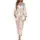 thumbnail image 1 of Conjunto de pijamas para mujer, manga larga, cuello con muescas, botones, pijama de satén suave CACAGOO  Pijamas Mujer, 1 of 7