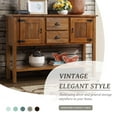 thumbnail image 3 of 48'' Solid Wood Sideboard Console Table with 2 Drawers and Cabinets and Bottom Shelf, Retro Style Storage Dining Buffet Server Cabinet for Living Room Kitchen Dining Room(Brown), 3 of 14
