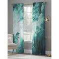 thumbnail image 3 of Teal Green Ombre Clouds Sheer Curtains 84 Inch Length 2 Panels Set, Modern Abstract Gradient Cloud Voile Window Treatment Rod Pocket Curtains Sheers Drapes for Bedroom/Living Room/Kitchen 52"x84"x2, 3 of 7