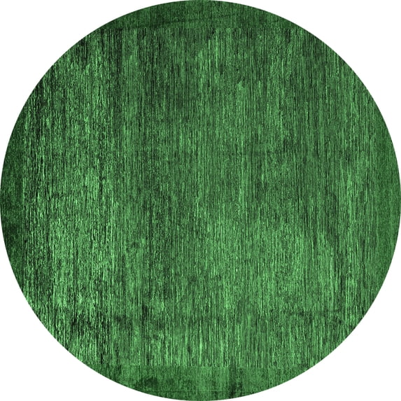 Ahgly Company Indoor Round Abstract Emerald Green Modern Area Rugs, 4' Round
