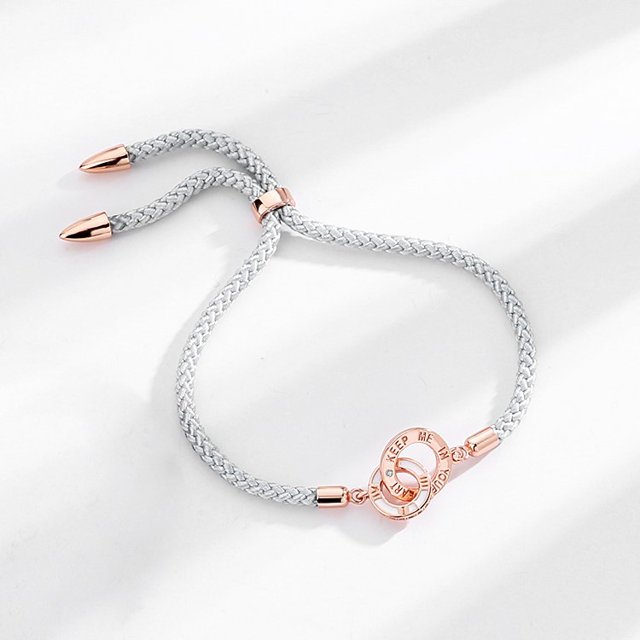 Anillo doble pareja XianweiShao pulsera hombres y mujeres trenzada plata