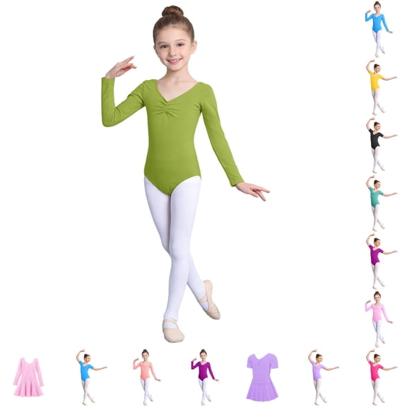 Bigetiay Girls Long Sleeve Ballet Romper, Stretch Fabric Dance Jumpsuit for Practice, Size 10-11 Years