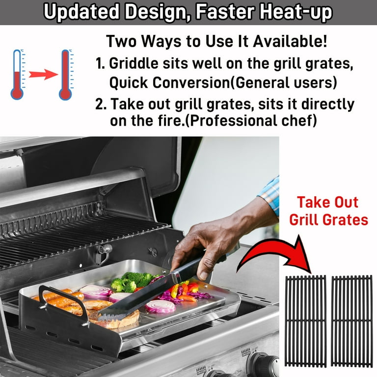 Fry Griddle Flat Top Plate 17 X13” Cooking Griddle Pan Fits Weber Nexgrill Charbroil Kenmore Etc GAS Stove/Gas Fits Charcoal Electric Grills