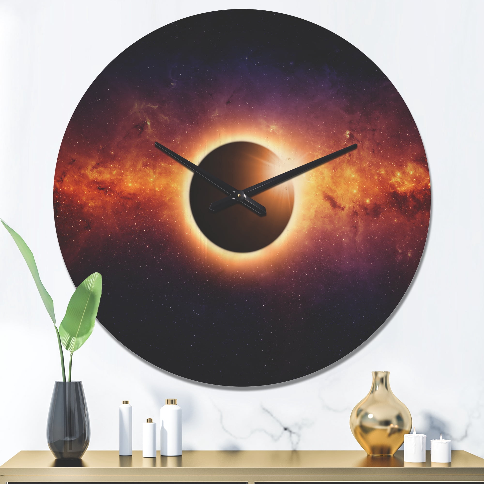 Designart 'Full Galaxy Eclipse View ' Modern Wood Wall Clock