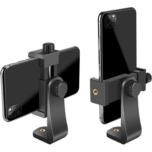 FGLHS Premium Smartphone Holder/Vertical and Horizontal Tripod Mount Adapter Rotatable Bracket with 1/4 inch Screw/Adjustable Clip for iPhone, Android Cell Phone, Selfie Stick, Camera Stand,1Pack