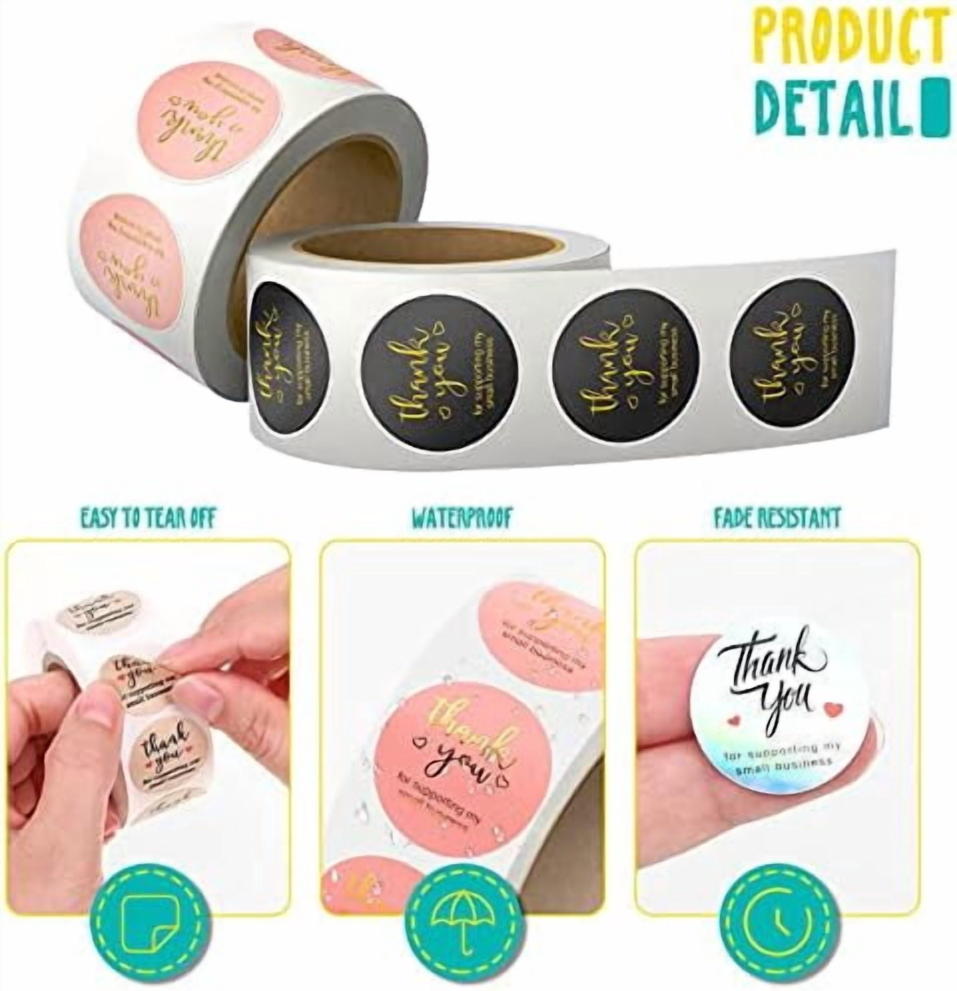3000Pcs 1Inch Thank You Stickers, 6Rolls Thank You for Supporting My Small Business Stickers Handmand Thank You for Your Order Stickers Labels Packing Supplies for Baking Envelopes Gift Wraps Crafts