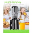thumbnail image 3 of Cold Press Juicer, Slow Masticating with Wide Feed Chute for Whole Fruits & Vegetables | Higher Juice Yield & Nutrient Retention | BPA-Free, 300W Qui, 3 of 8