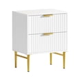 thumbnail image 6 of Glavbiku Modern 2 Drawer Nightstand Set of 2,Wood Bedside Table with Golden Legs,Black,Adult,23.5" H, 6 of 12