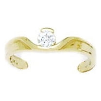 14k Yellow Gold Cubic Zirconia Adjustable Elegant Single Stone Body Jewelry Toe Ring