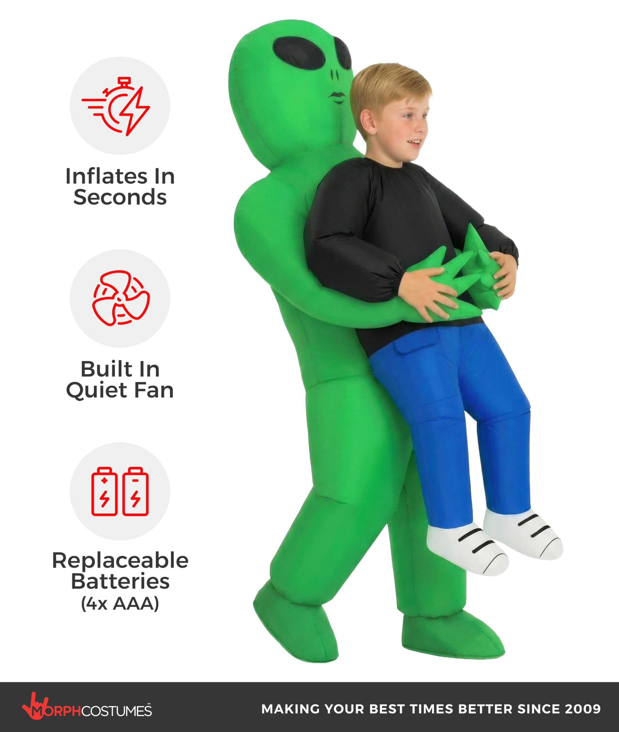 Morph Alien Pmu Inflatable Kids Halloween Costume for Boy Green One Size