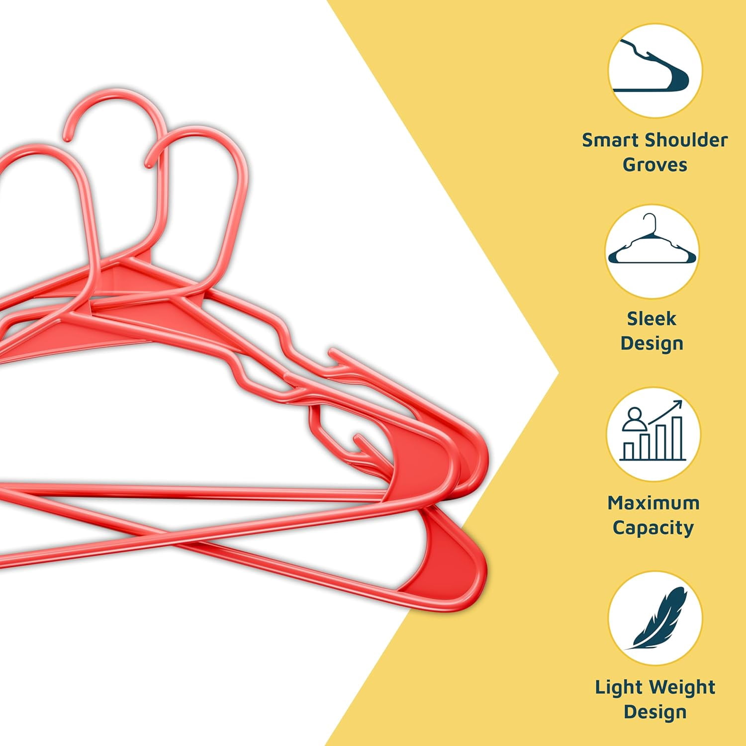 Lifemaster Plastic Clothes Hangers – Heavy Duty Hanger Set, For Organizing Clothes, Dresses, and Coat, Holds Up To 5 lbs, Space-saving Hangers with Non-Slip Shoulder Grooves, Pack of 120, Red
