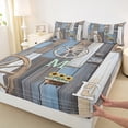 thumbnail image 3 of Feelyou Blue Lake House Queen Sheet Sets for Kids, Rustic Farmhouse Flat Sheet, Western Wooden Plank Queen Fitted Sheet, Ultra Soft Bedroom Decor, 4-Piece, 3 of 7
