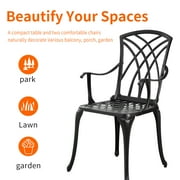 Withniture 3-Piece Cast Aluminum Patio Bistro Furniture Set, Patio Bistro Set with Umbrella Hole Rust-Resistant Outdoor Bistro Set, Black