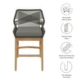 thumbnail image 3 of Counter Stool Chair, Gray, Teak Wood, Outdoor Patio Balcony Cafe Bistro Garden Hospitality Restaurant, Modern Contemporary, HB37665, 3 of 9